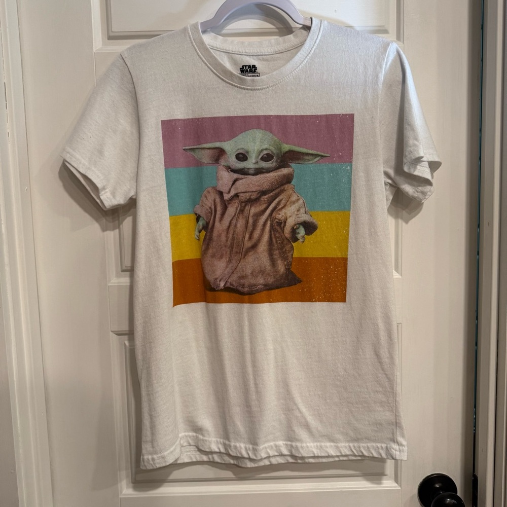 Star Wars Grogu Baby Yoda Retro Sunset T-Shirt Men’s Medium EUC